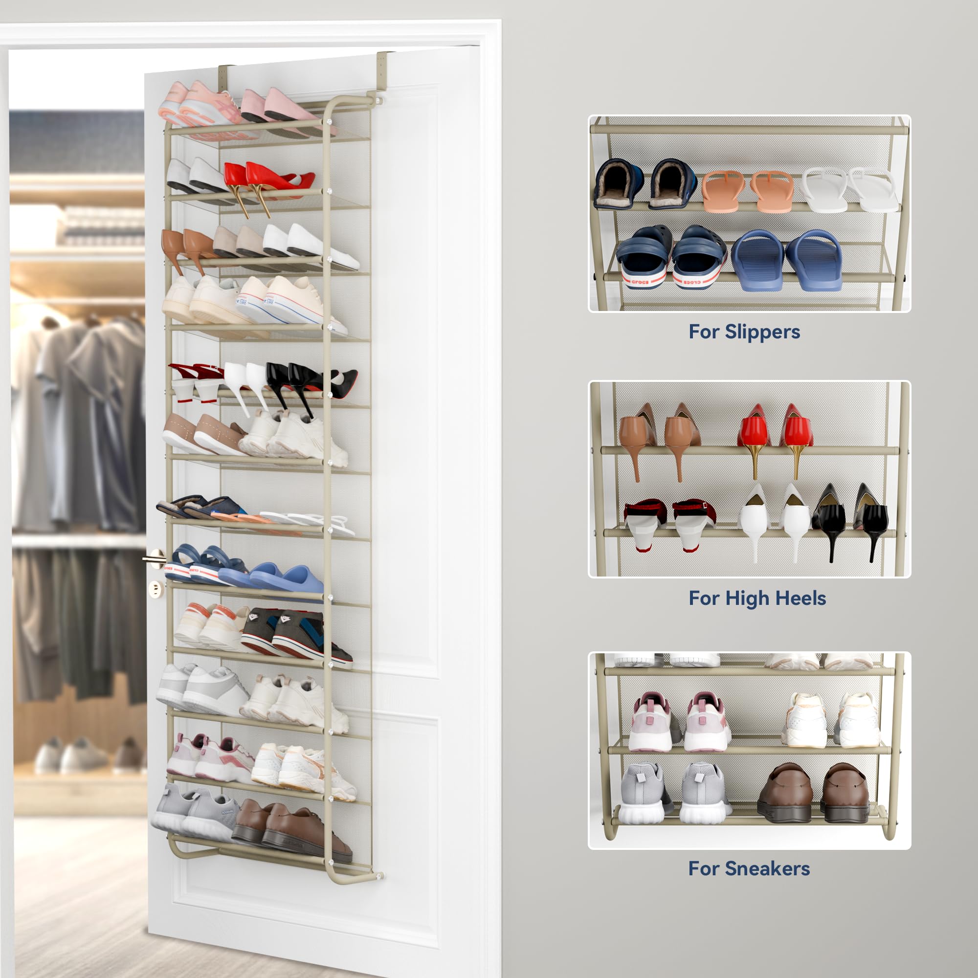 Whitmor hanging setup over standard doors with tool-free assembly for renters.