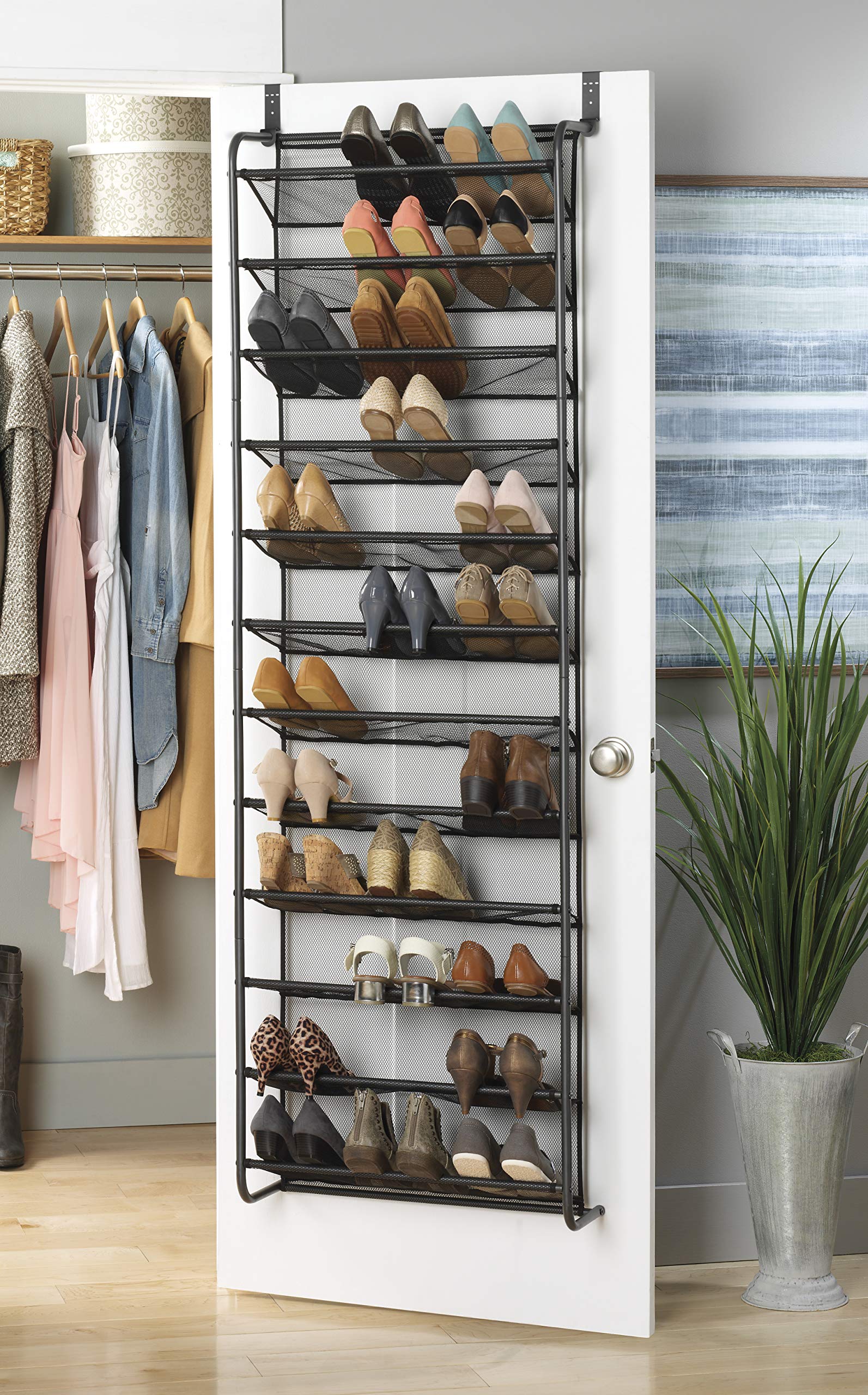 Whitmor heavy-duty metal frame supports durable, sag-free storage.