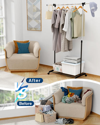 Whitmor chrome and black finish adds a modern touch to any room.