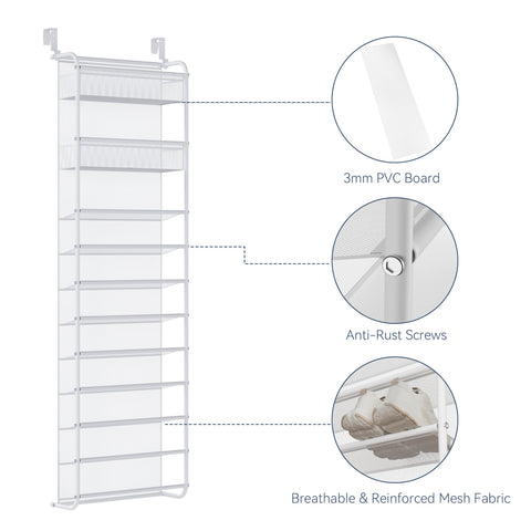 Whitmor mesh-lined back detail emphasizes door protection and shoe containment