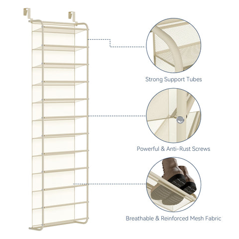 Whitmor mesh-lined back protects doors from scuffs while keeping shoes in place