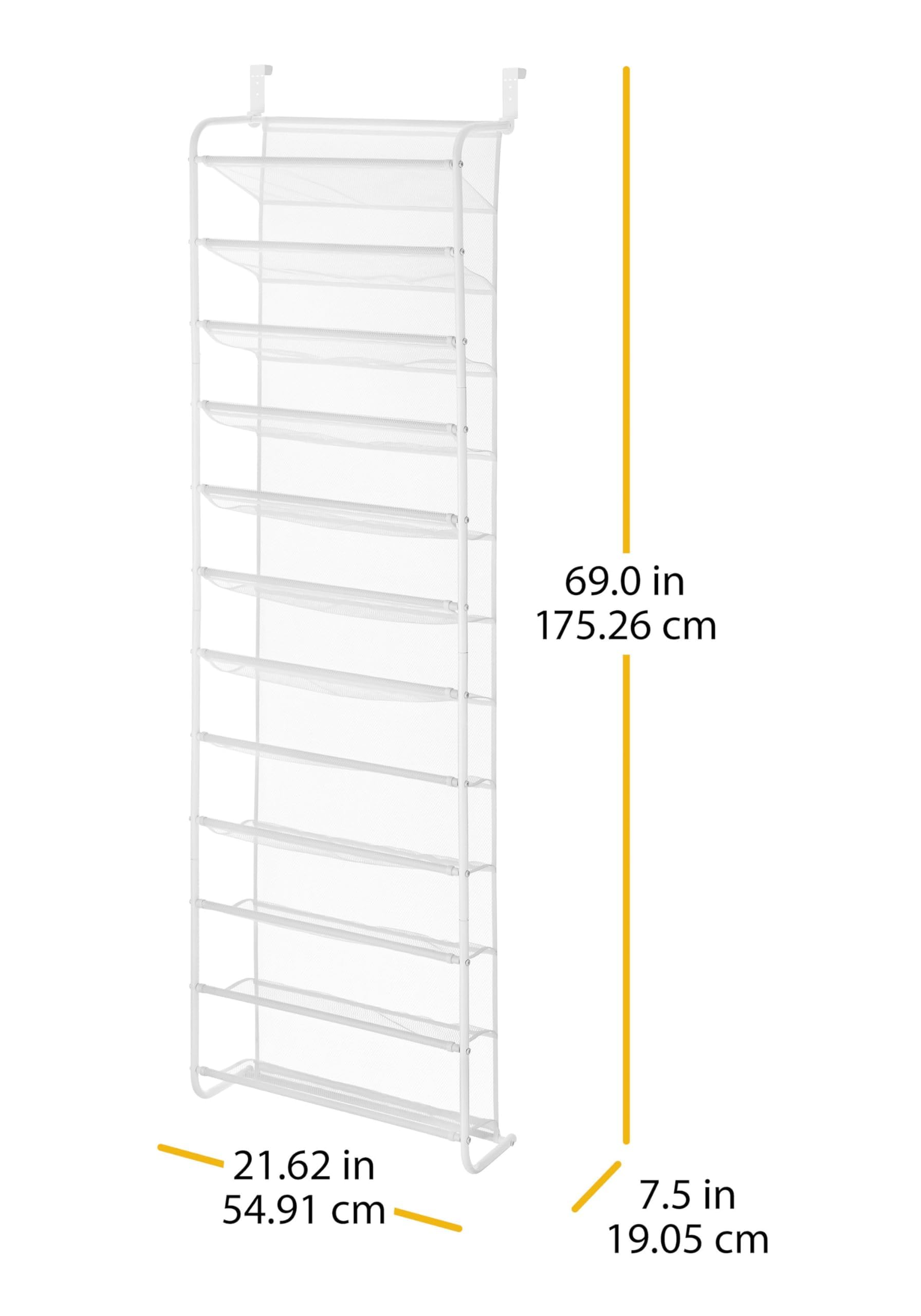 Whitmor metal and mesh back detail shows door-protecting, slip-resistant design.