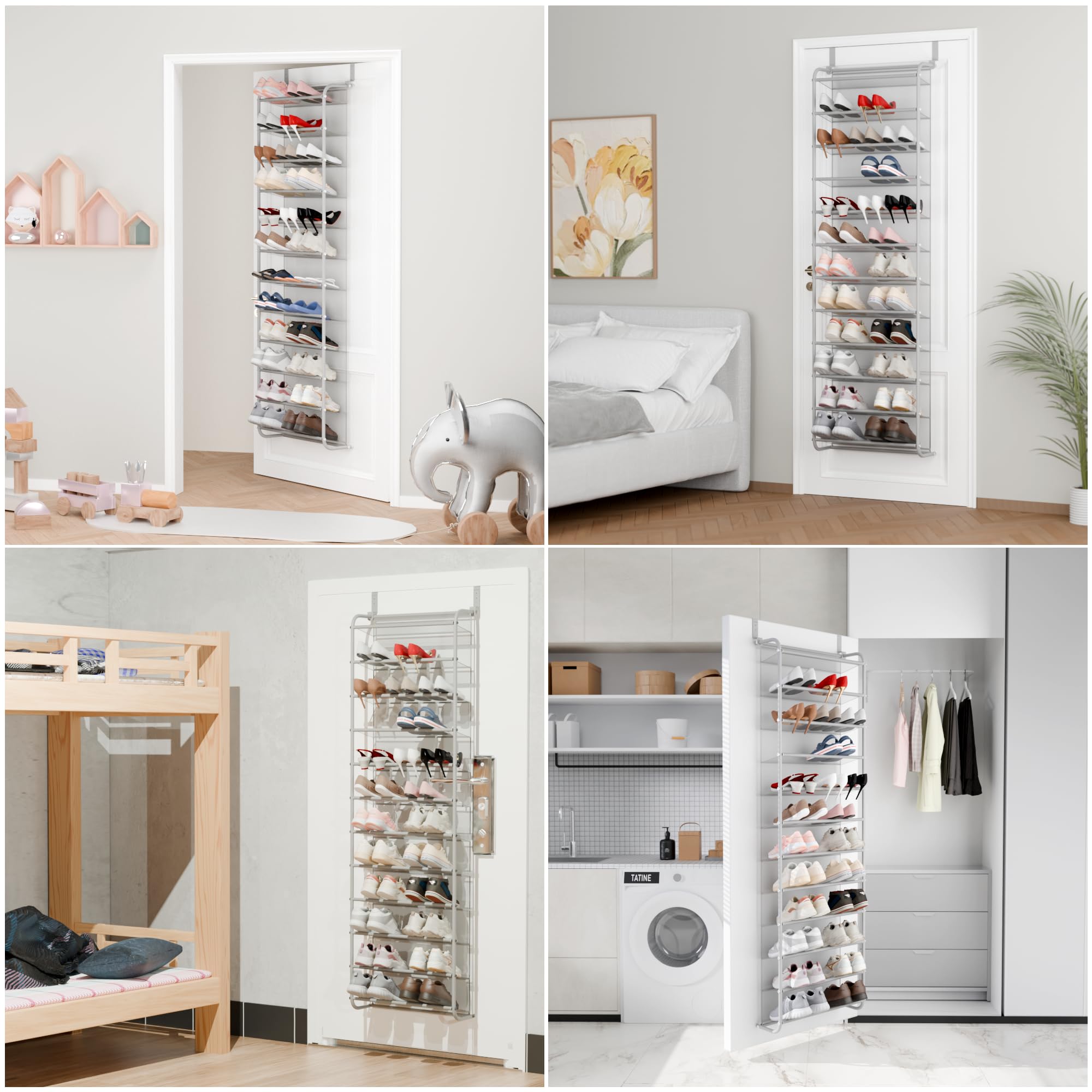 Whitmor metal frame with mesh back protects doors and promotes airflow