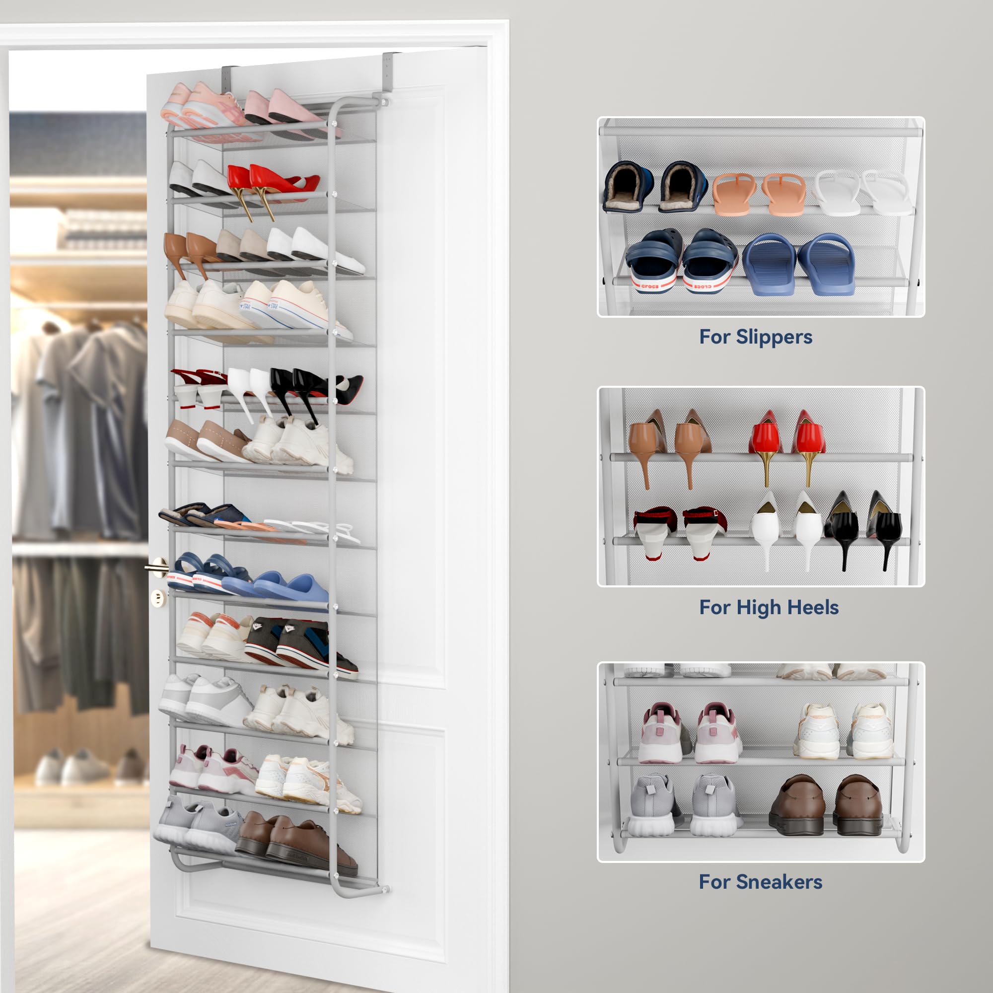 Whitmor multi-purpose door rack helps declutter entryways and closets