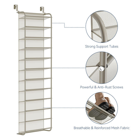 Whitmor over-door hooks adjust to fit various doors for easy setup.