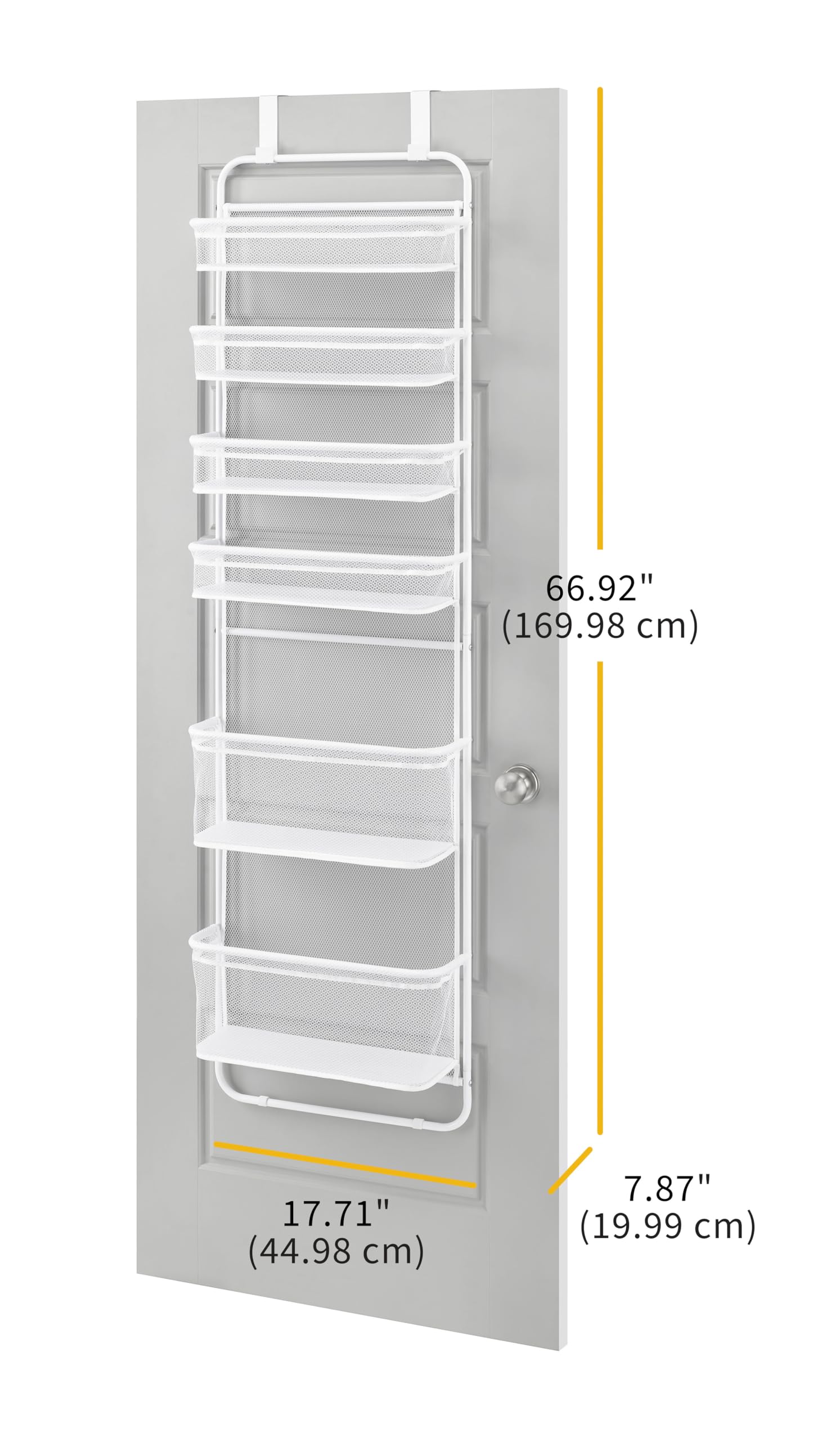 Whitmor bathroom edition over the door organizer keeps towels and beauty products organized.
