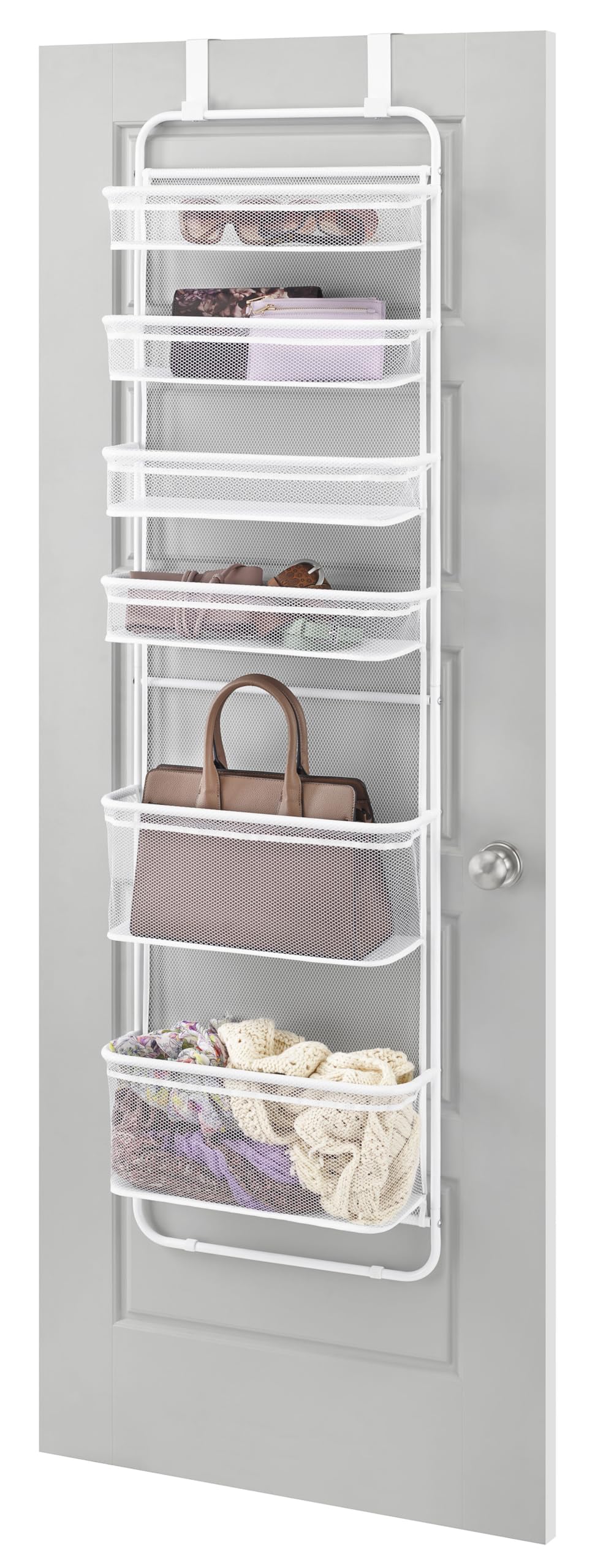 Whitmor organizer shows durable metal frame for long lasting bathroom use.