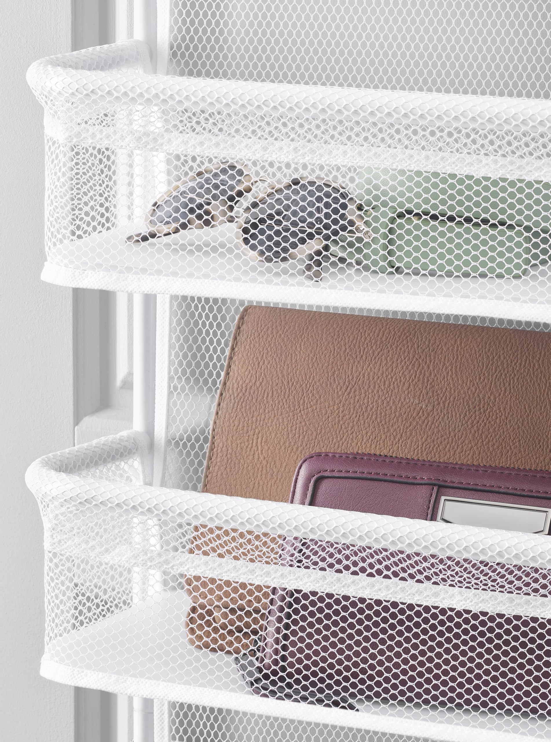 Whitmor six-shelf design enables see-through visibility for quick item checks.