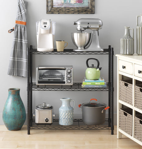 Whitmor shelves adjustable in 1-inch increments demonstrated by ruler overlay.
