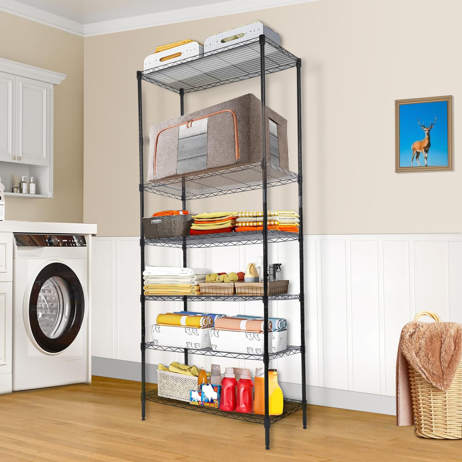 Whitmor shelving with wheels enables quick space reconfiguration