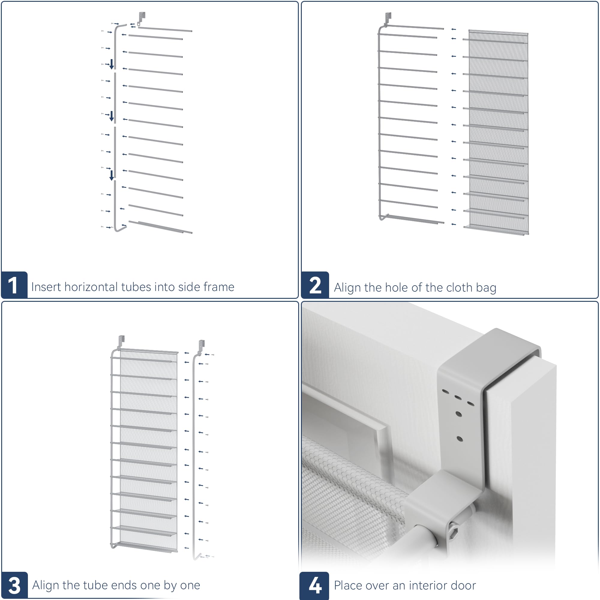 Whitmor space-saving grey shoe rack blends with decor while freeing floors