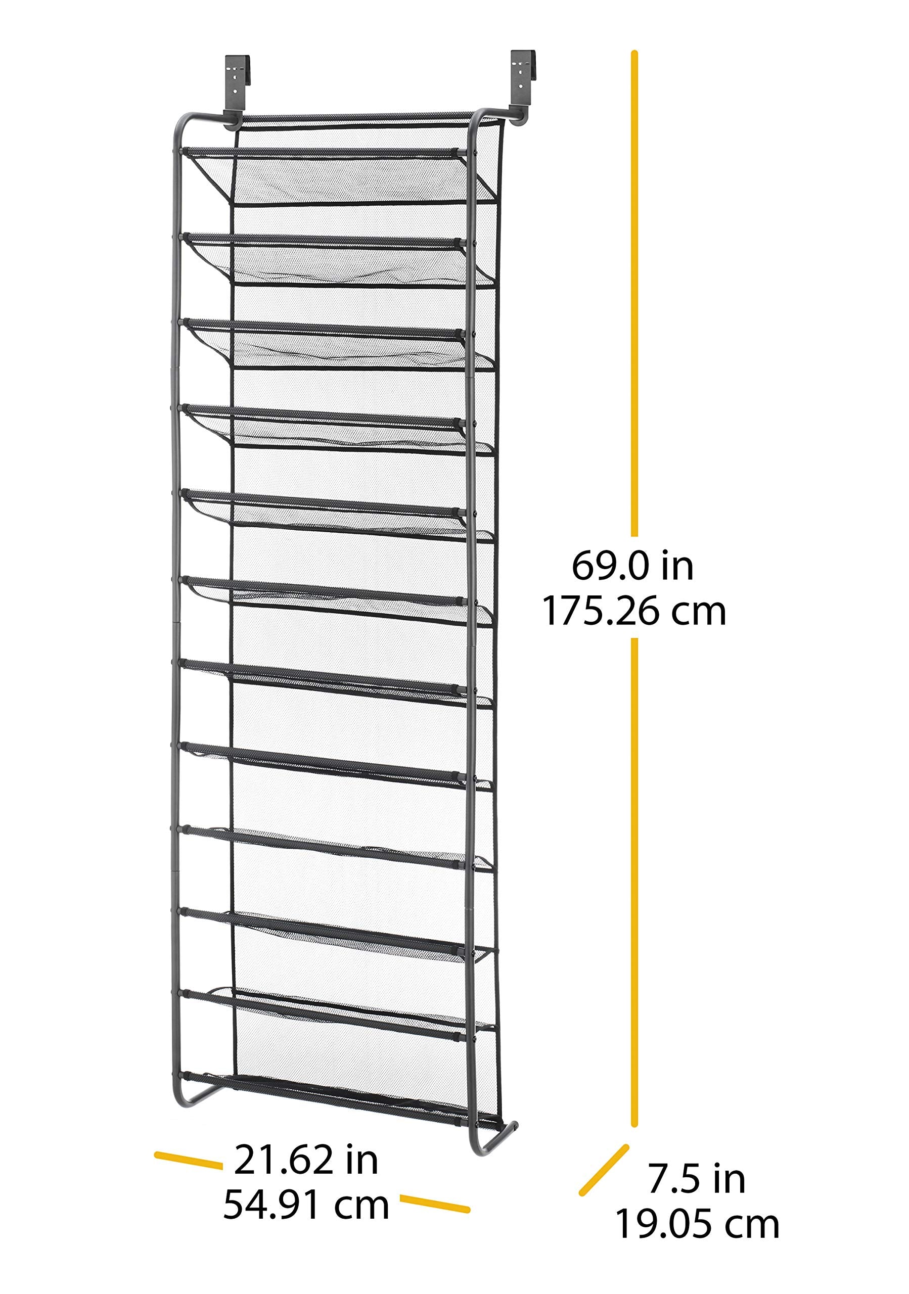 Whitmor space-saving rack keeps floors clear and neat.