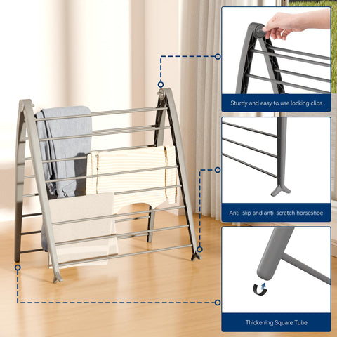 Whitmor Spacemaker folding-drying-rack durable resin frame resists rust and wear