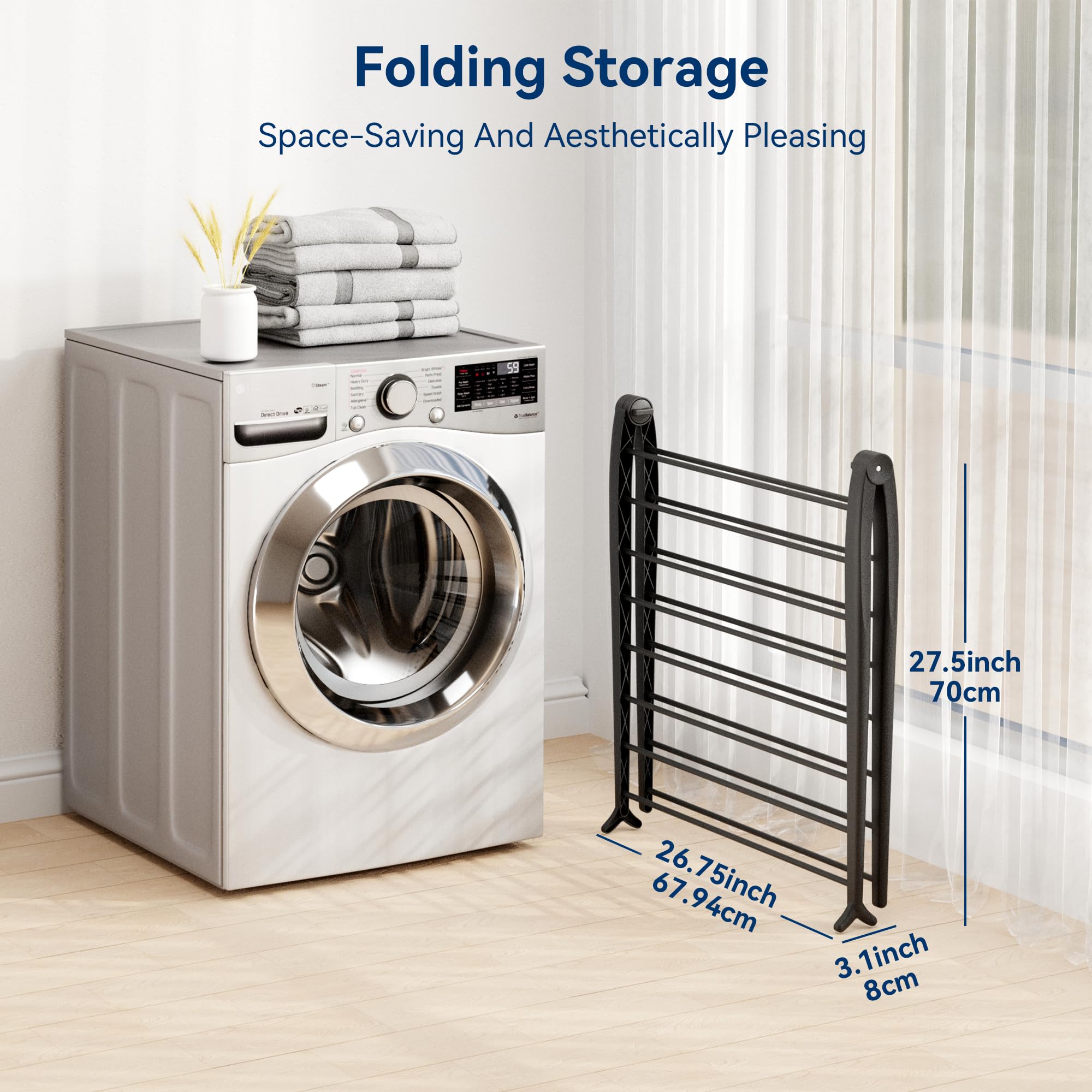 Whitmor Spacemaker rack teepeeing over sink for quick air-drying near plumbing