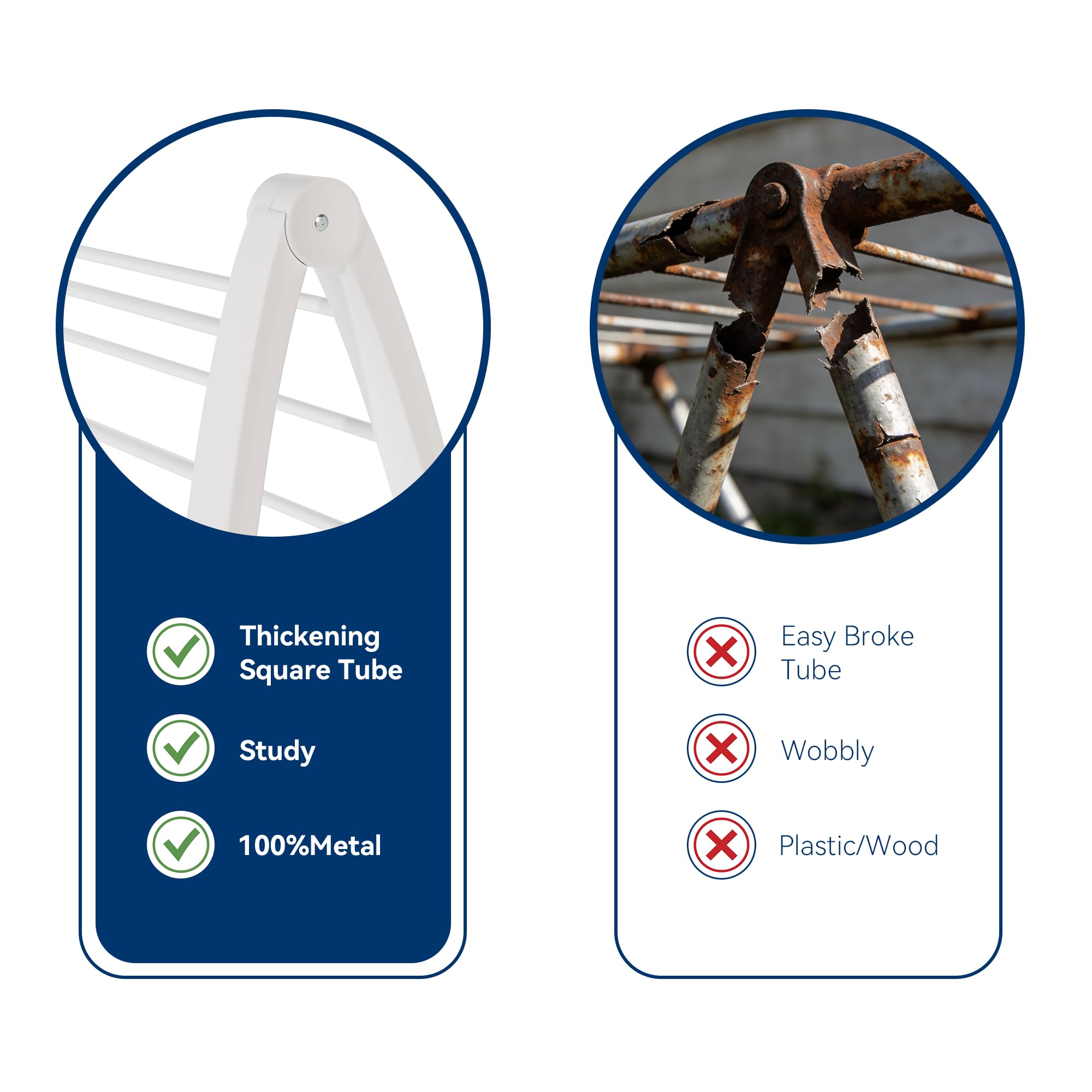 Whitmor Spacemaker durable resin frame supports long-lasting clothes drying.
