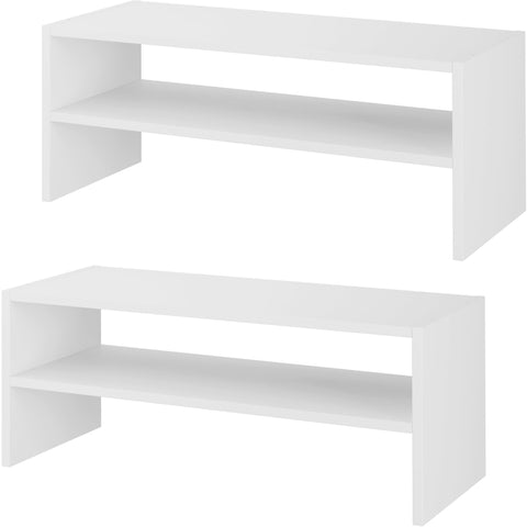 Whitmor stackable 28-inch shoe storage in white for tidy closets.