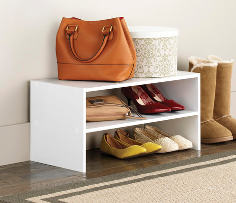 Whitmor stackable organizer with white finish for easy closet organization and fast access