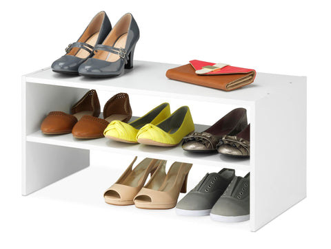 Whitmor extrawide two-shelf unit keeps shoes and small accessories neatly organized