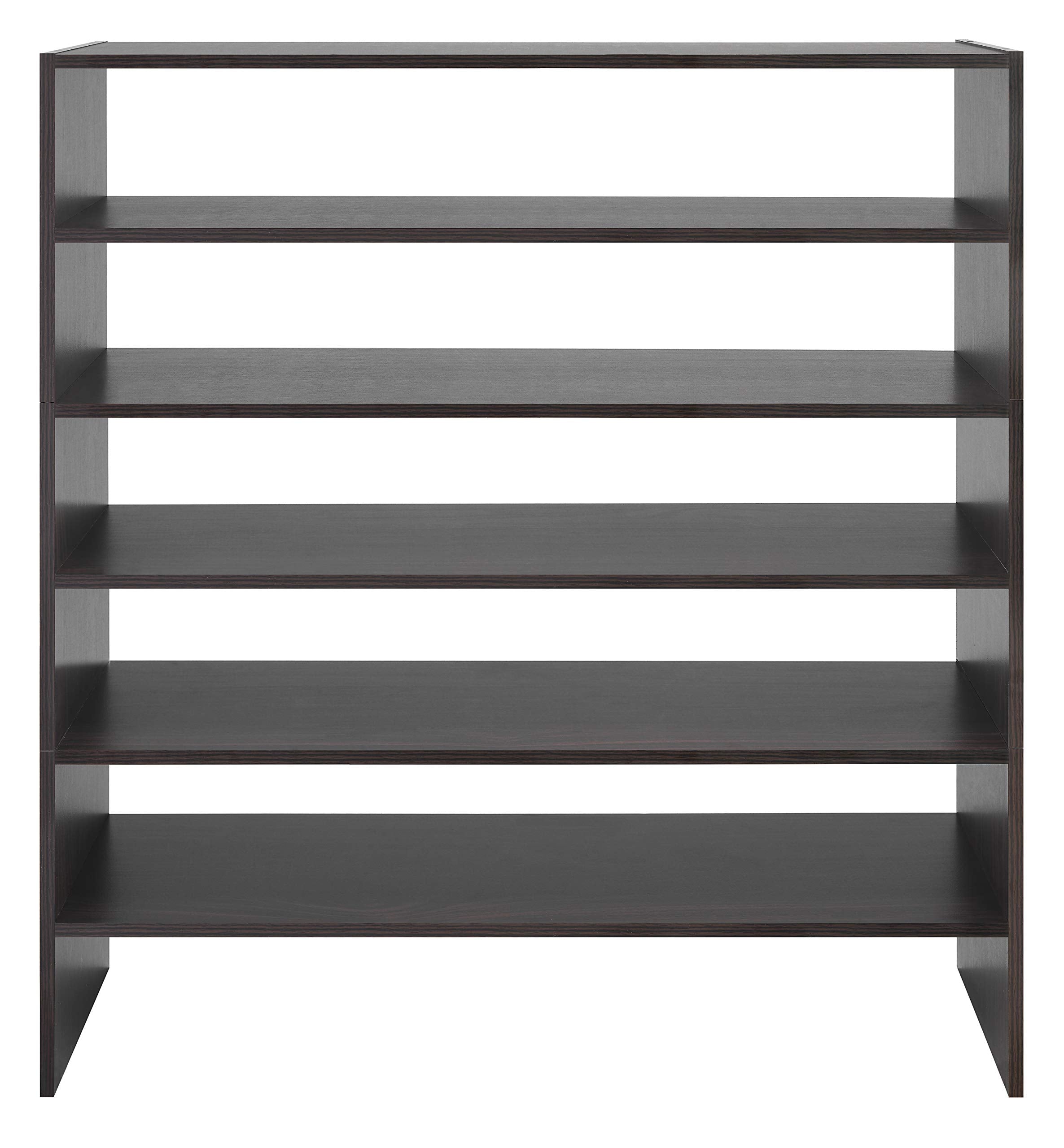 Whitmor Stackable Shoe Shelf inside closet for easy access.