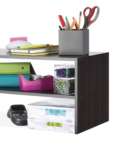Whitmor Stackable Shoe Shelf in a dorm room for small space organization.