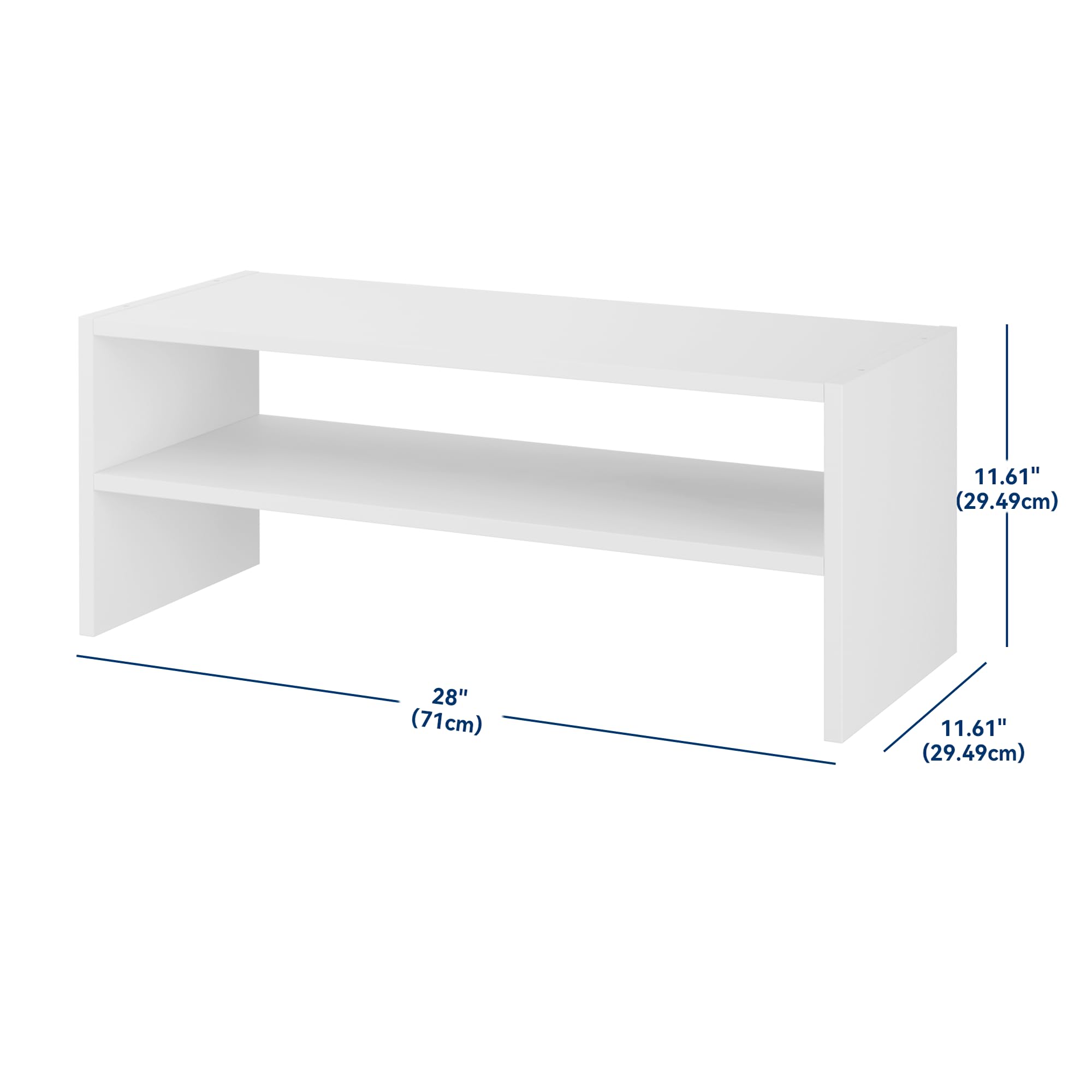 Whitmor wood combination shelves highlight sturdy design for closet organization.