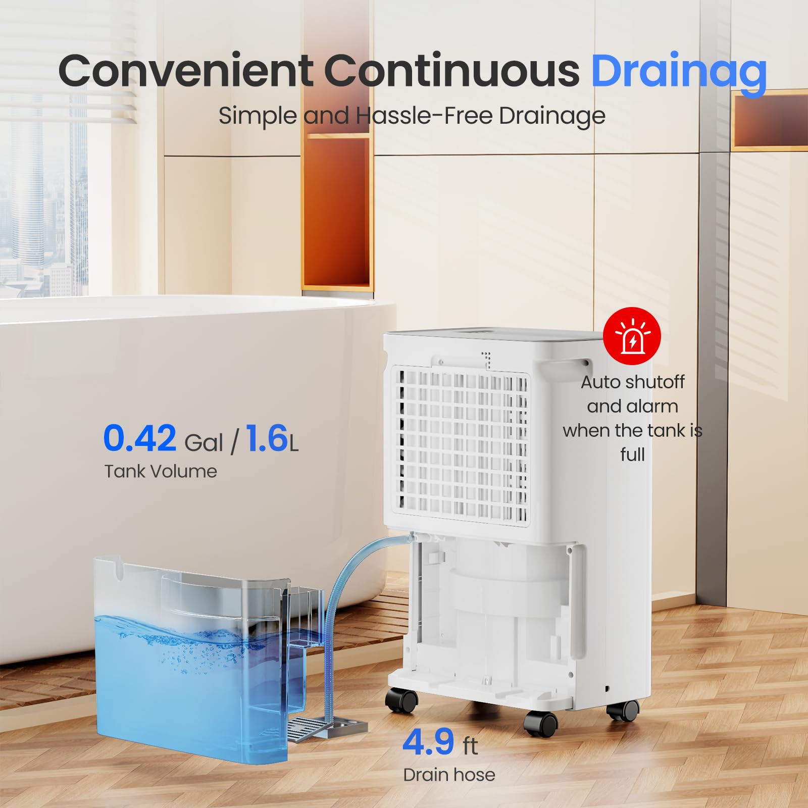 WHOY 30-Pint Dehumidifier in a bedroom setup ensures quiet nights.