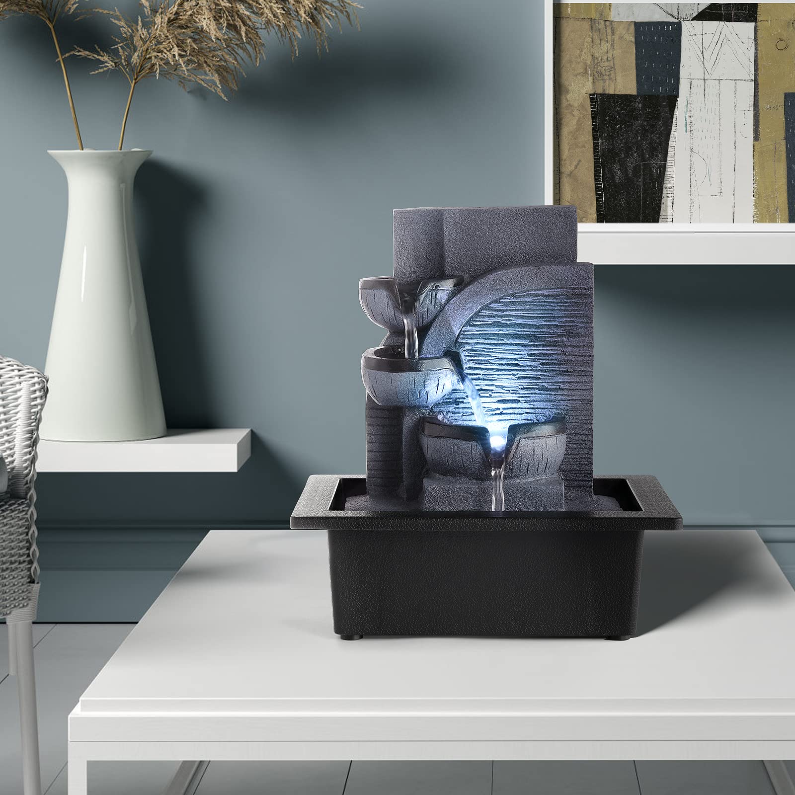 WICHEMI easy-assembly fountain plugs in without plumbing needed.