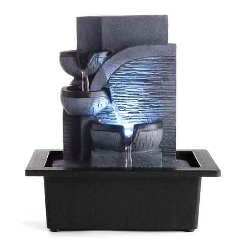 WICHEMI table fountain with LED lights promotes calming desk ambiance.