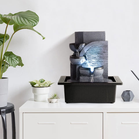 WICHEMI waterfall fountain with quiet pump suits office use.