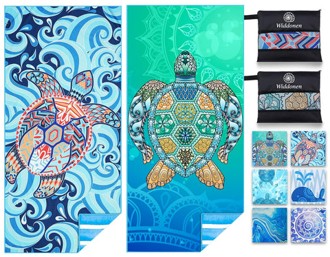 Widdonen 2pack microfiber beach towels sand-free for easy beach days.
