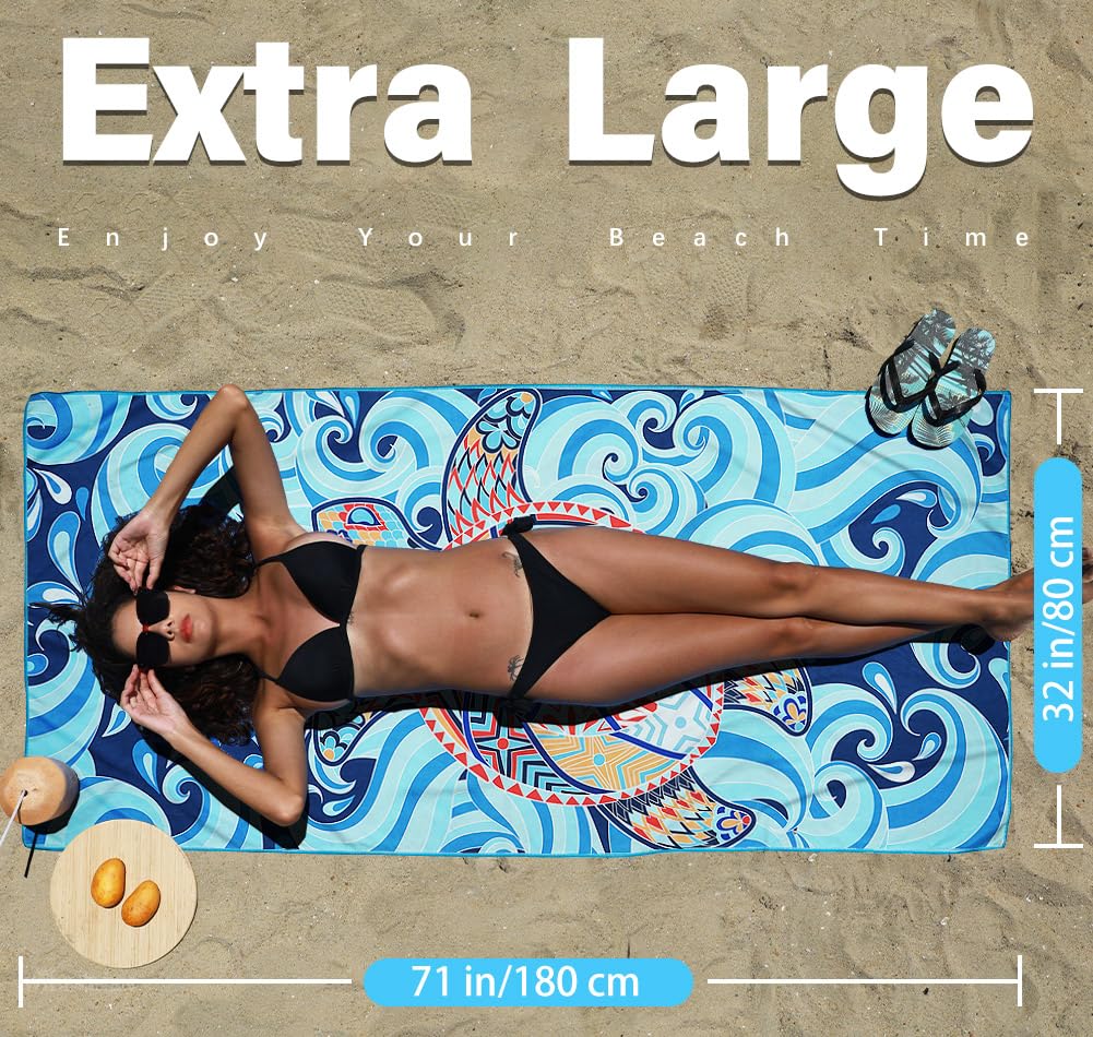 Widdonen double-sided design towel adds style to pool or beach outings.