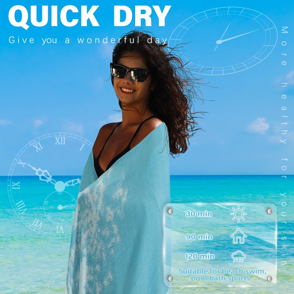 Widdonen large oversized towel provides full-body coverage for lounging.