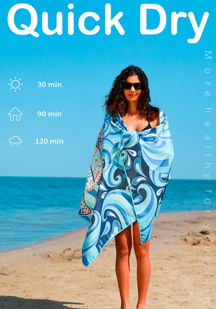 Widdonen extra-large towel provides full coverage with reduced sand contact.