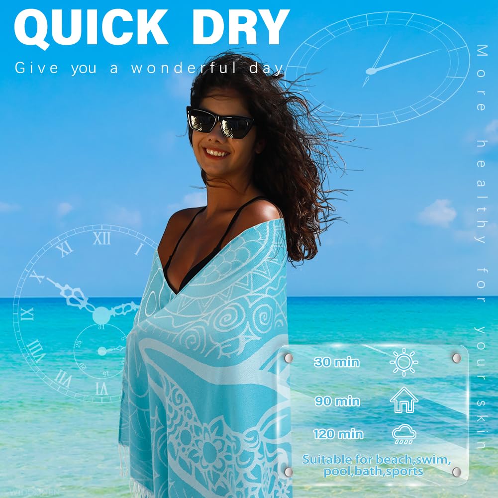 Widdonen Turkish towel 36x79 inches suited for beach, pool, and yoga