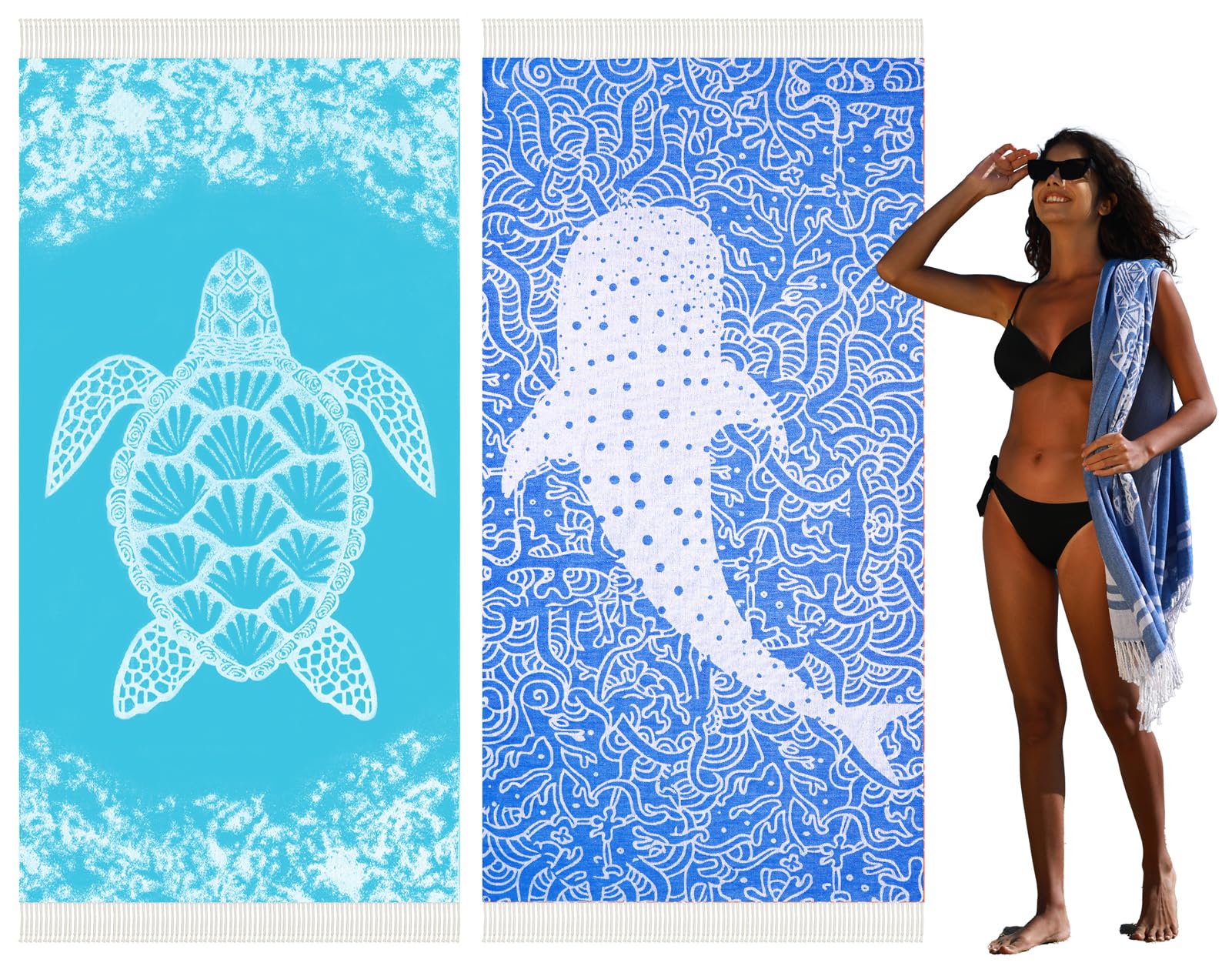 Widdonen large Turkish beach towel covers a sun lounger for comfy lounging.