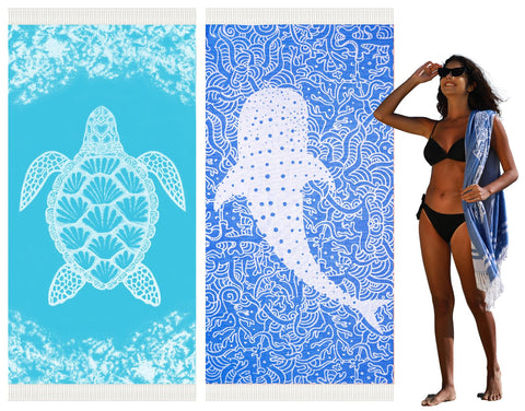 Widdonen large Turkish beach towel covers a sun lounger for comfy lounging.