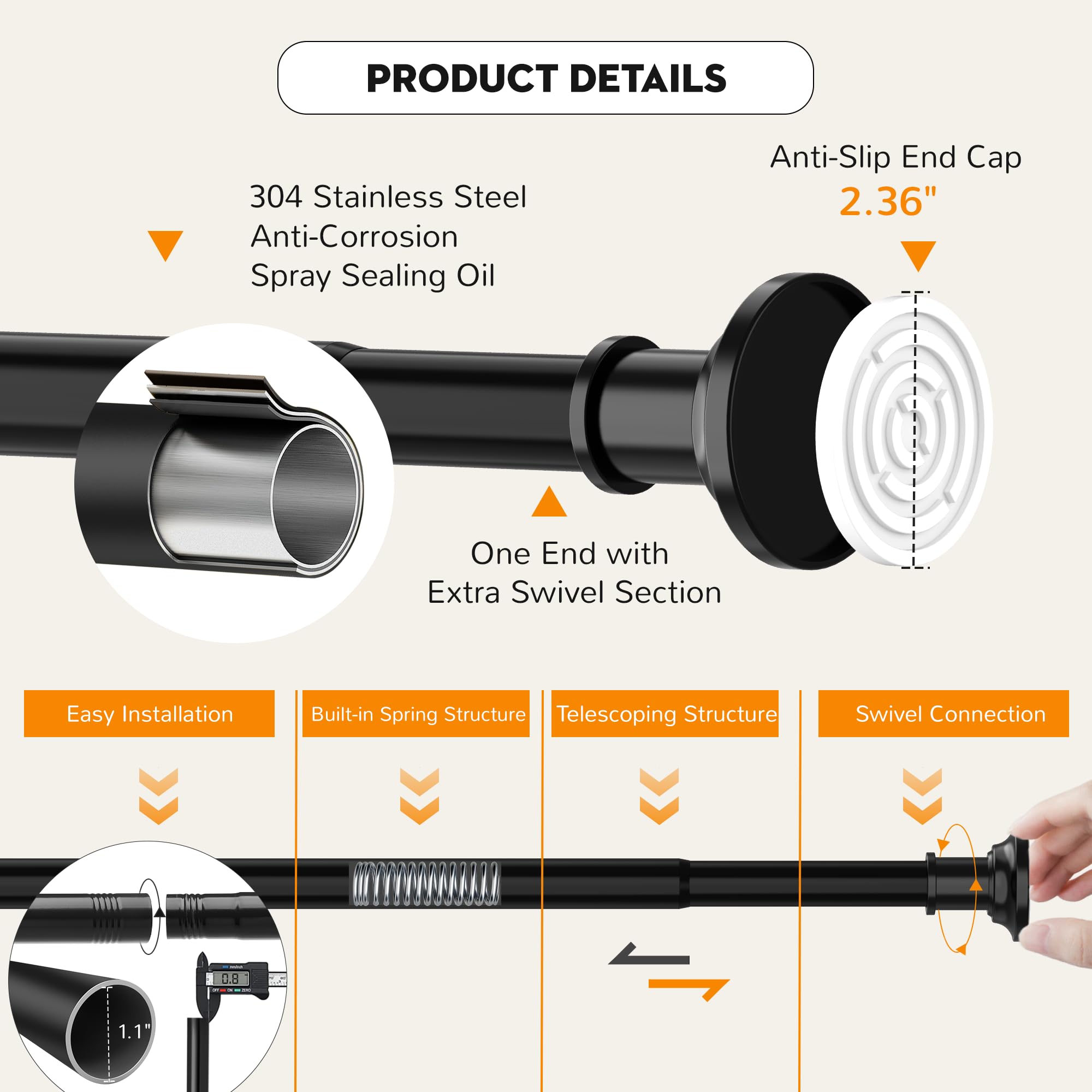 Widyana elastic spring telescopic design ensures secure, adjustable fit.