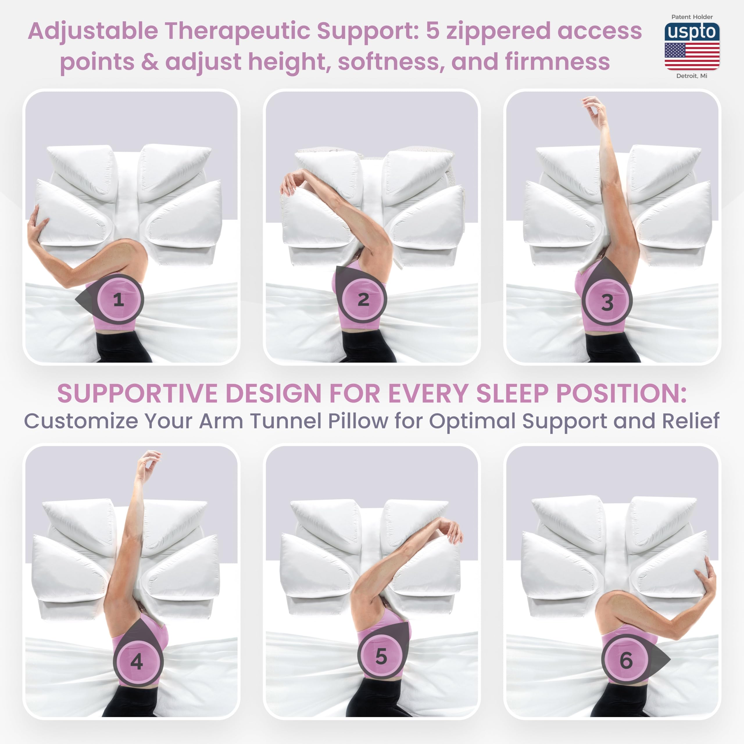 Wife Pillow center-channel detail showing head support for alignment.