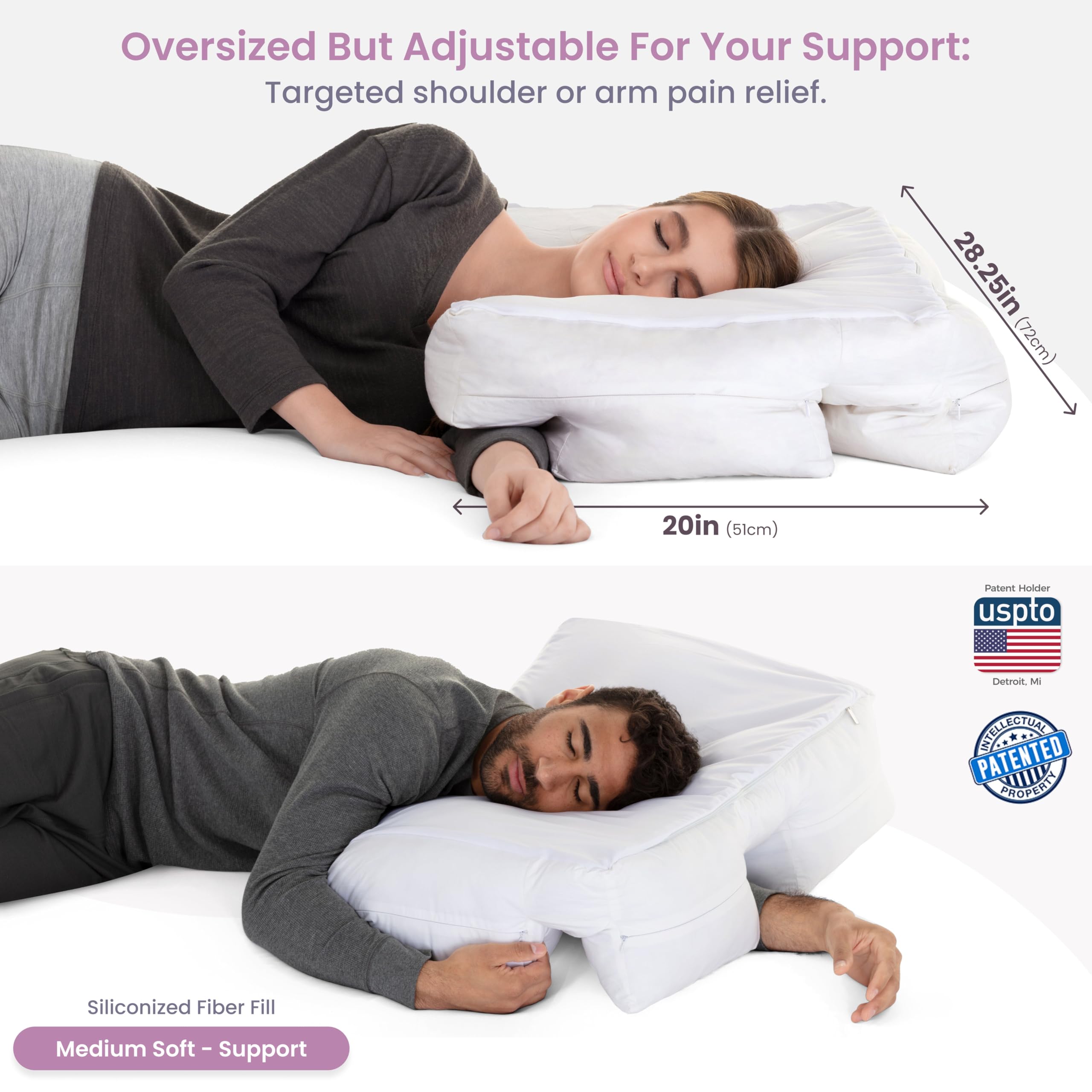 Wife Pillow center-channel helps keep neck aligned for a comfortable morning.