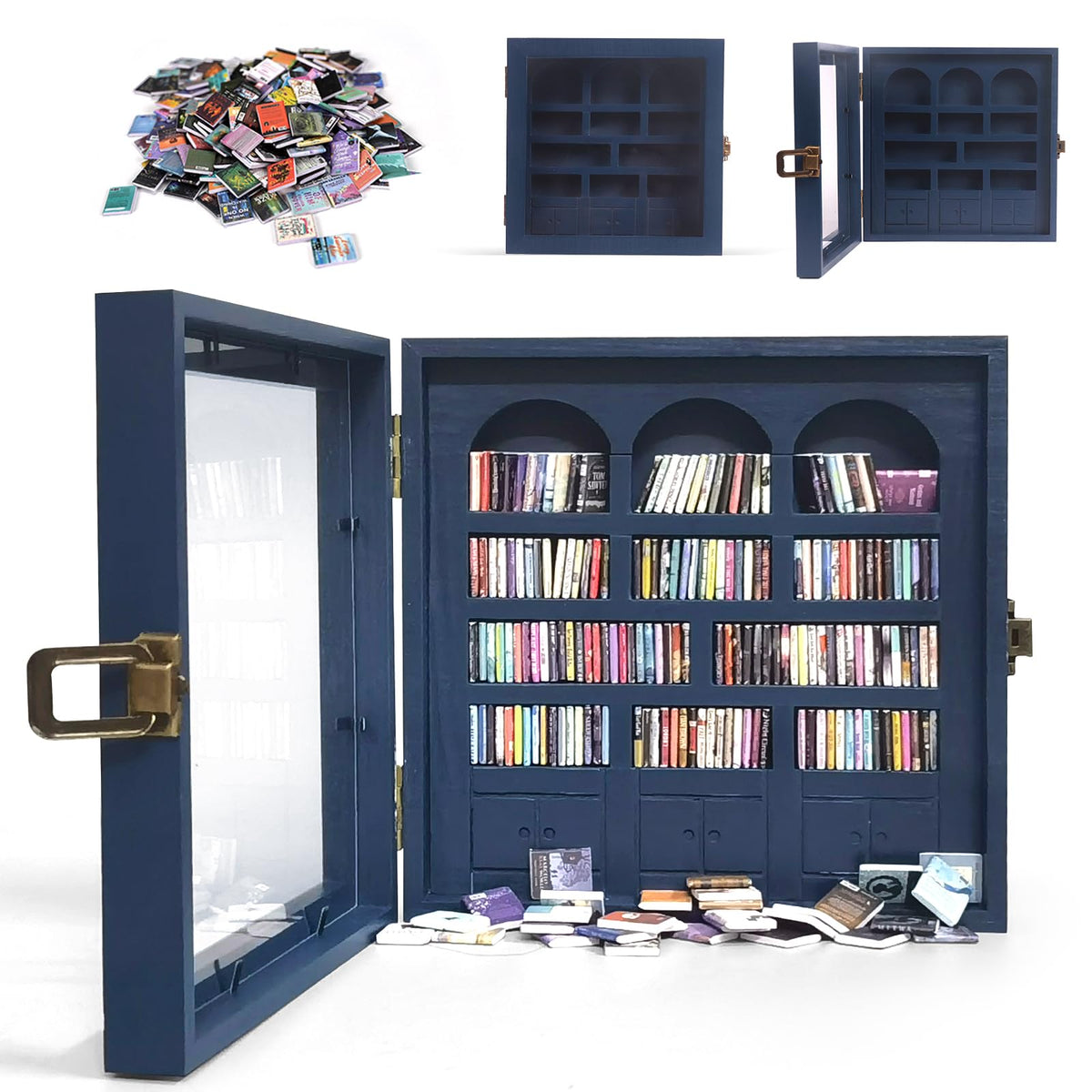WifePro Anxiety Bookshelf front view, compact desk charm for small spaces