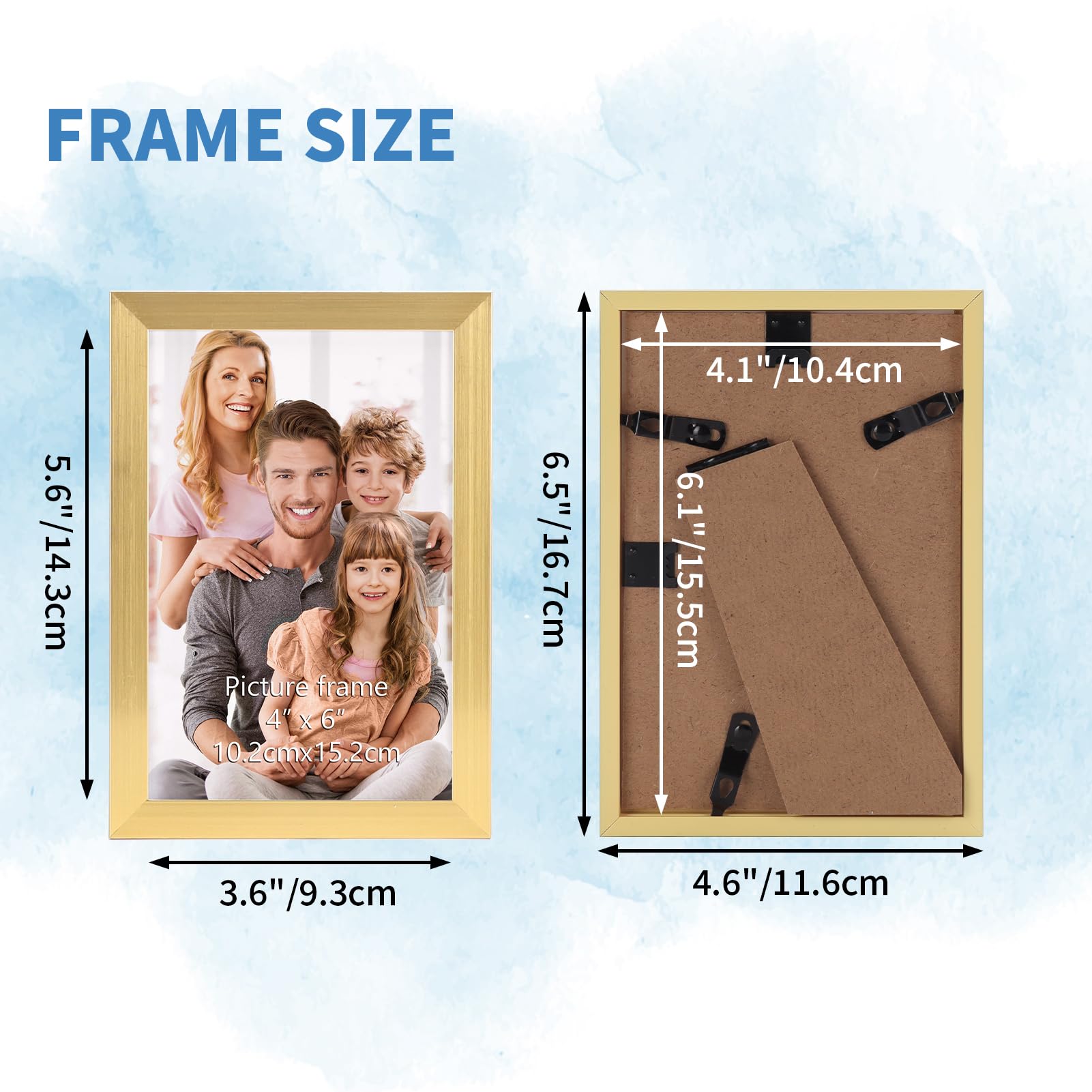 WIFTREY 4x6 gold frame for tabletop display on desks.