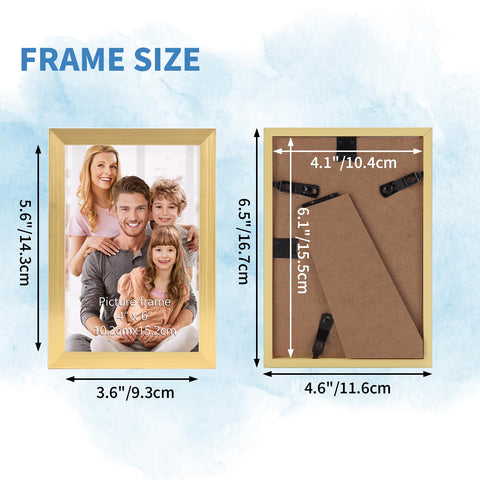 WIFTREY 4x6 gold frame for tabletop display on desks.