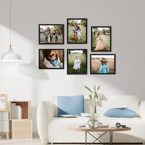 Plexiglass front protects photos in WIFTREY frames.