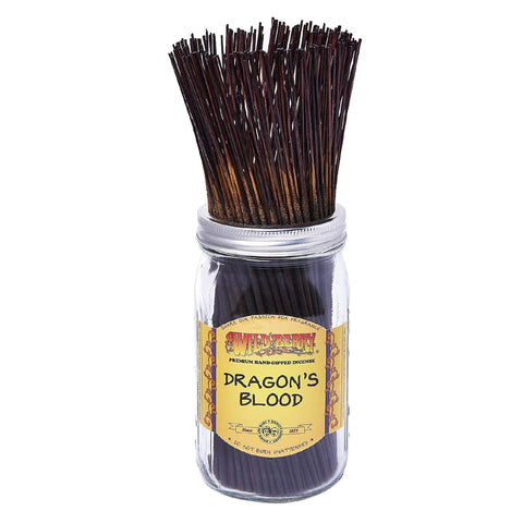 Wild Berry Dragon's Blood incense stick closeup releasing pine-sandalwood aroma for calm