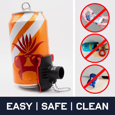 Wild Man Krak'in 2.0 universal can compatibility for sodas and energy drinks.
