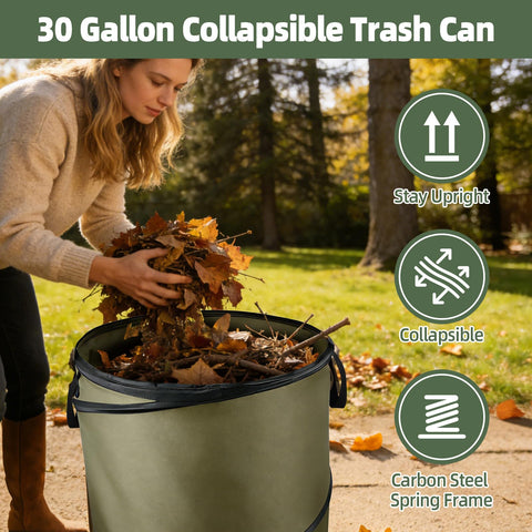 Willbetoper collapsible trash can folded for compact storage in garage or trunk.