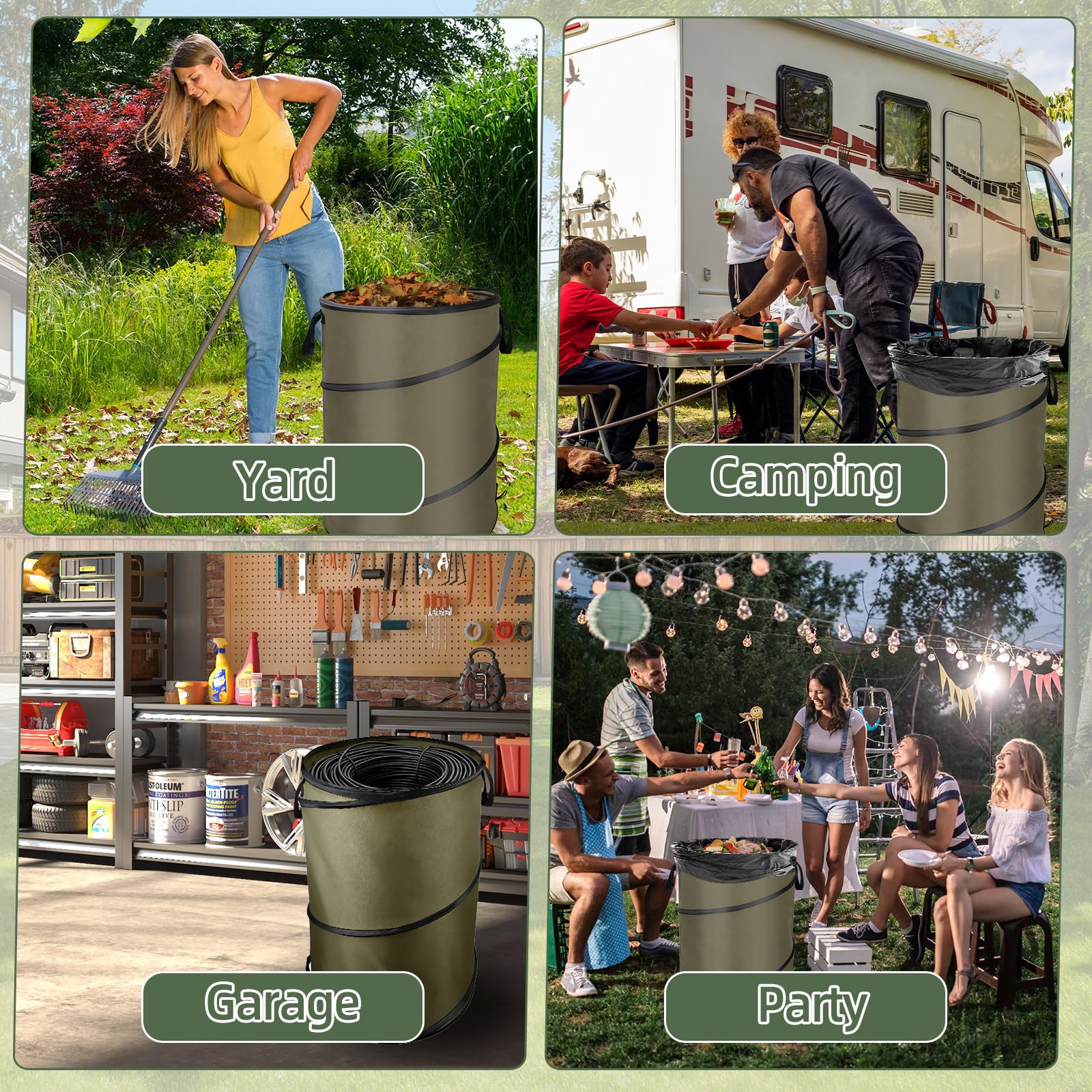 Willbetoper 30-gallon capacity reduces trips during seasonal cleanup.
