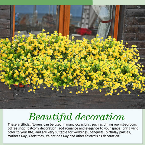 WILLBOND porch and window decor with yellow faux flowers for inviting entry