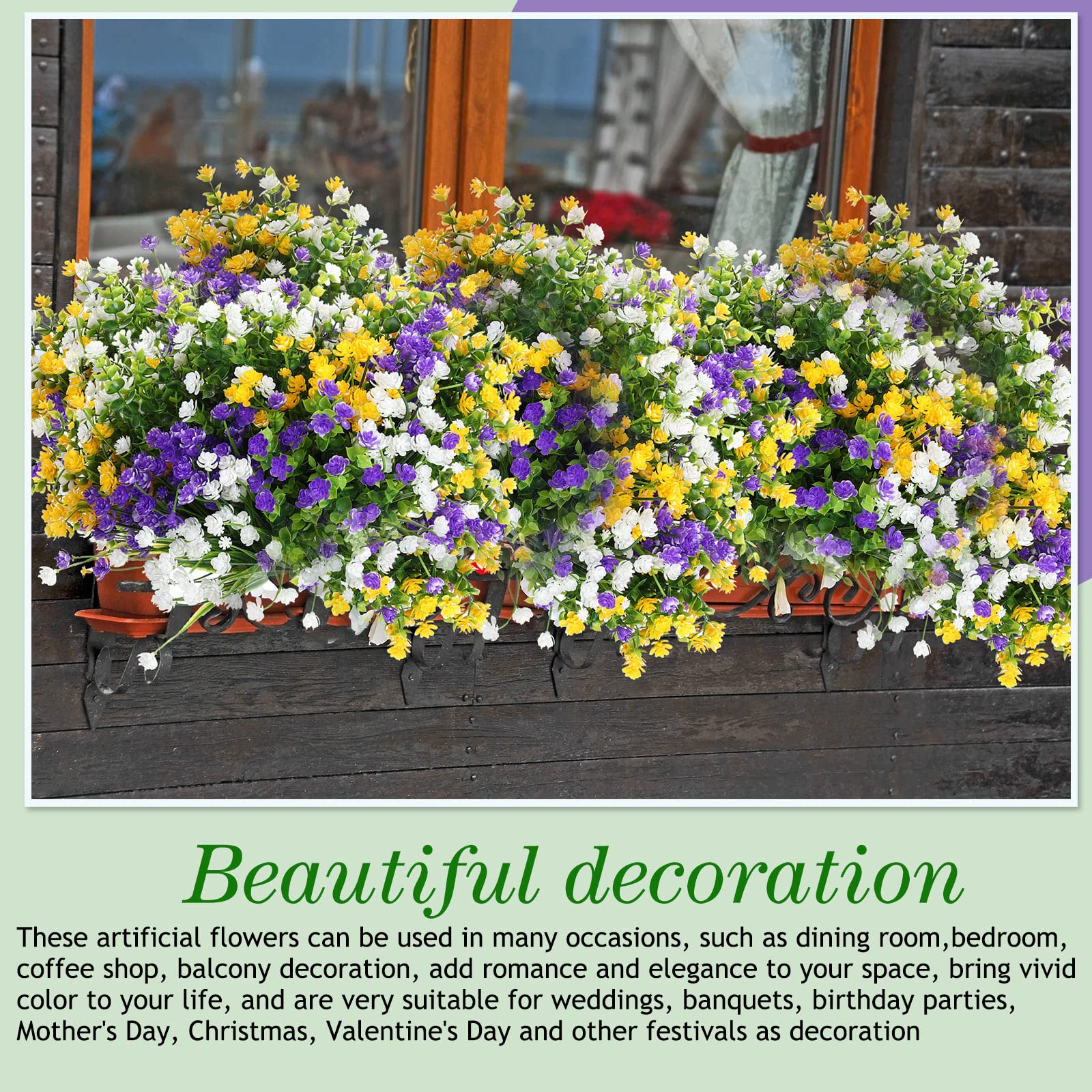 WILLBOND weatherproof flowers resist wind and rain for outdoor setups.