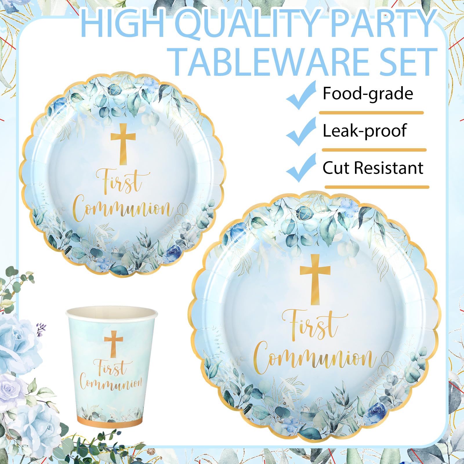 Willinglong blue baptism napkins for a coordinated table setting and quick cleanup